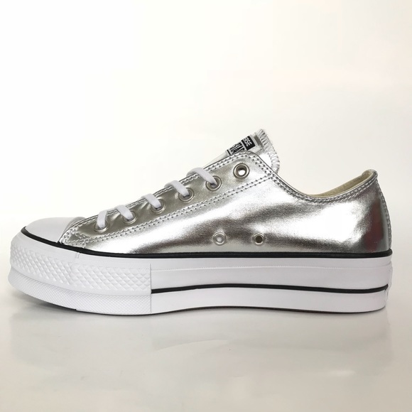 Converse Shoes Converse Platform Metallic Silver Shiny Womens
